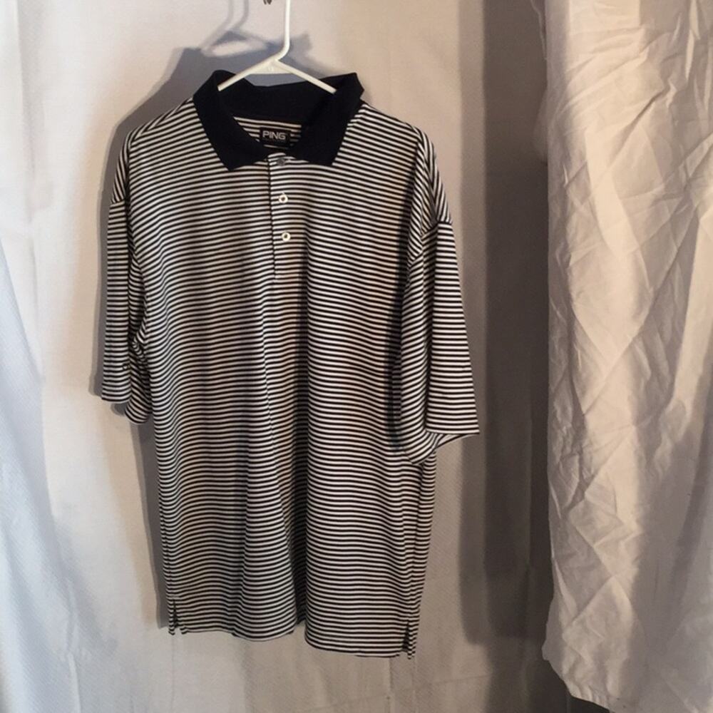 Ping xl black/white stripes polo euc